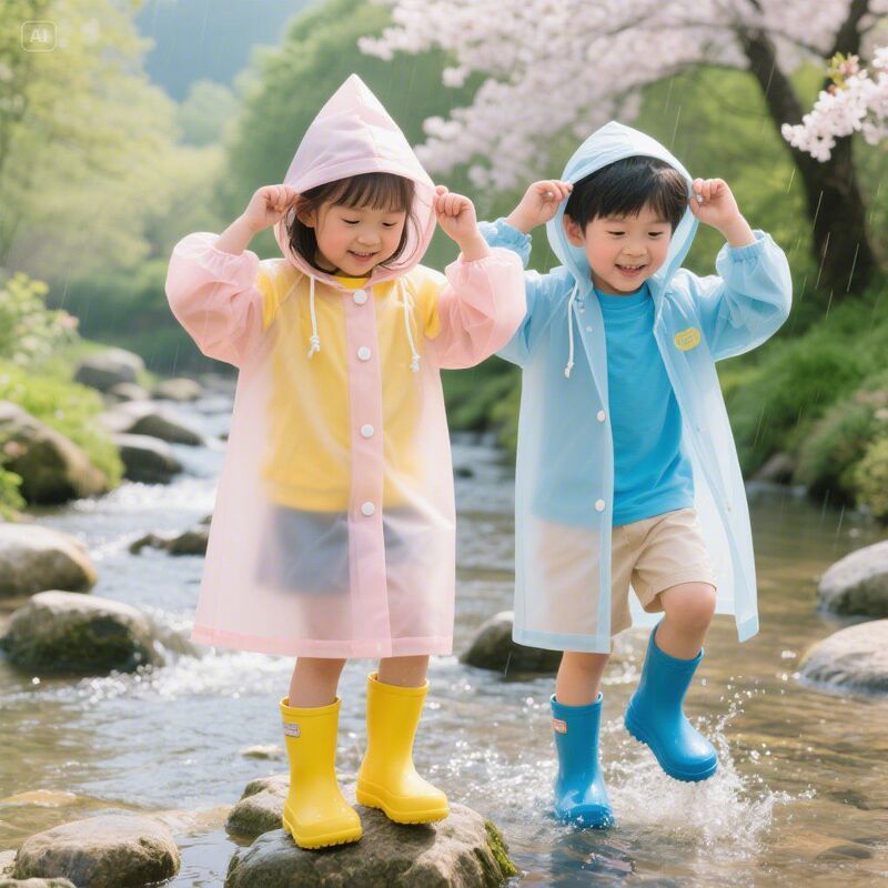 Children's Raincoat Disposable Thickeneded Full-Body Backpack Boy Waterproof One-Piece Transparent Girl Primary School Student Poncho