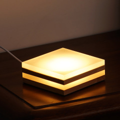 木芸アクリルled小夜灯創意積層発光ベース花瓶水槽底托usb5v電圧3w光