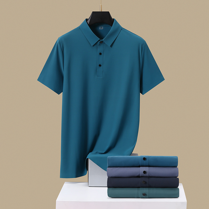 Camiseta de polo de hielo sin marcas de verano hombre elástico ligero de negocios frío camiseta de color sólido secado rápido casual manga corta al por mayor