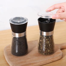 厨房手动胡椒研磨瓶不锈钢家用海盐胡椒咖啡研磨器玻璃手动磨粉器