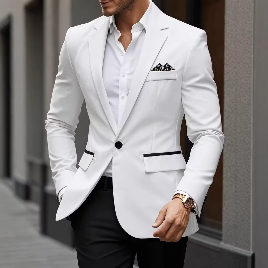 Modern Men's Slim Fit Blazer Single-Breasted Casual Suit Jacket For Young Professionals Versatile Color Palette_voghion.com