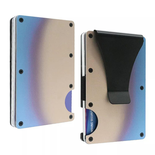 Factory Cross-border Exclusive New Color Gradient Metal RFID Men's Ultra-Thin Aluminum Alloy Card Holder Card Case