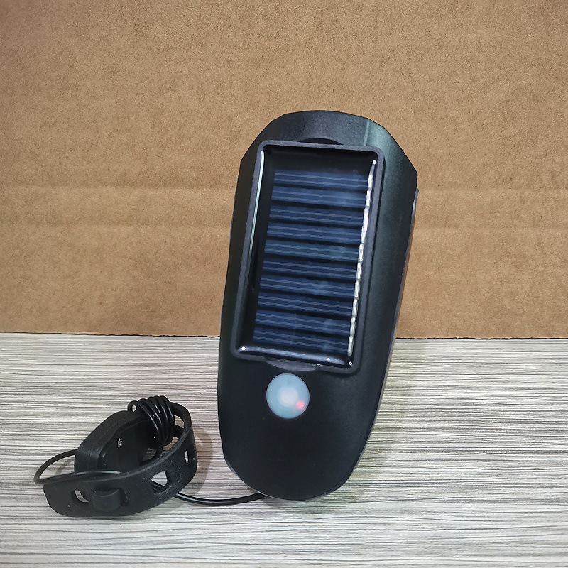 S7588 energía solar recargable luz delantera de bicicleta luz de bocina luz de paseo nocturno de montaña linterna solar al aire libre