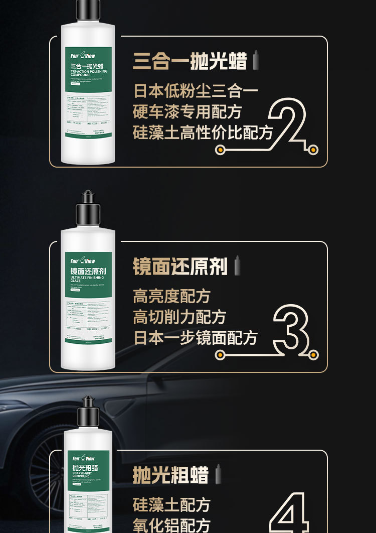 Car Polishing Wax Three-In-One Water-Based Quick Wax Abrasive Coarse, Medium, and Fine Polishing Agent Mirror Finish Restorer Car Paint Source Manufacturer