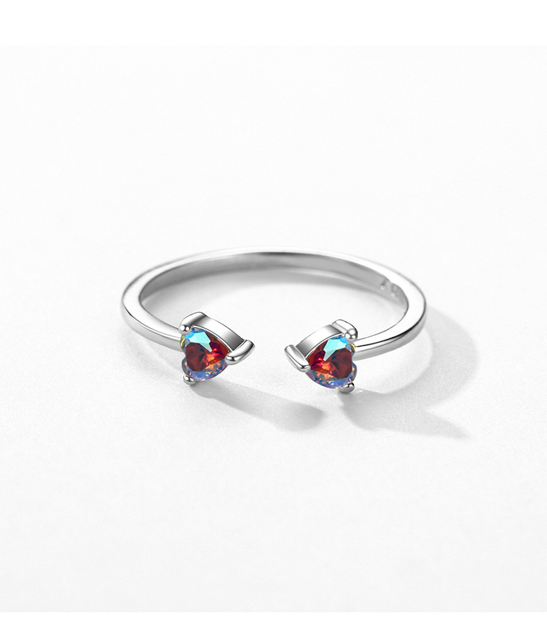 5g Weight 0.03µm Gold Plating Thickness Electroplating Gold Plating Process Rhodium Plated Plating Material Zircon Inlay Material Rings Classification 1 Piece Quantity Street Occasion 925 Sterling Silver Material Heart Shape Pattern Women'S Gender Cute Style Plating Craft 1 Piece 925 Sterling Silver Heart Shape Zircon Rings