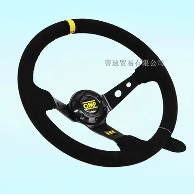 Matte Leather, Deep Concave Steering – Steering wheel - black-frame-black-nubuck-leather-steering-wheel