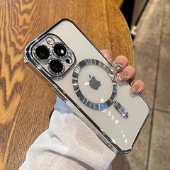 Apple 16 携帯電話ケース電気メッキ iPhone17promax 新しい 14 透明磁気ベルトレンズフィルムソフトカバーに適しています