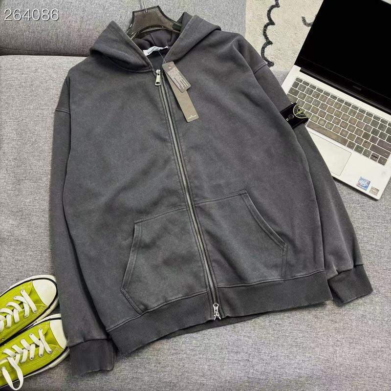 跨境Stone Island石头袖标徽章岛宽松连帽拉链卫衣水洗开衫外套岛|undefined