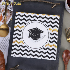 New Black and White Graduation Party Bib Napkin Tissue Paper Handkerchief from Pure Wood Pulp