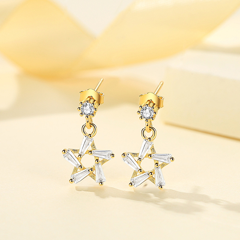 S925 plata esterlina estrella borla pendientes de moda pendientes huecos accesorios creativos europeos y americanos transfronteriza nueva venta al por mayor