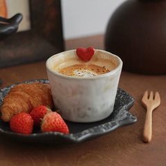 日式复古粉引釉下彩咖啡杯侘寂风拿铁杯拉花杯小众手握杯子猪口杯
