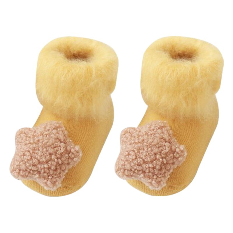 Calcetines para bebés Otoño e Invierno engrosados calcetines de piso de toalla caliente forrados de lana calcetines anticongelantes para NIÑOS Calcetines lindos coreanos para bebés