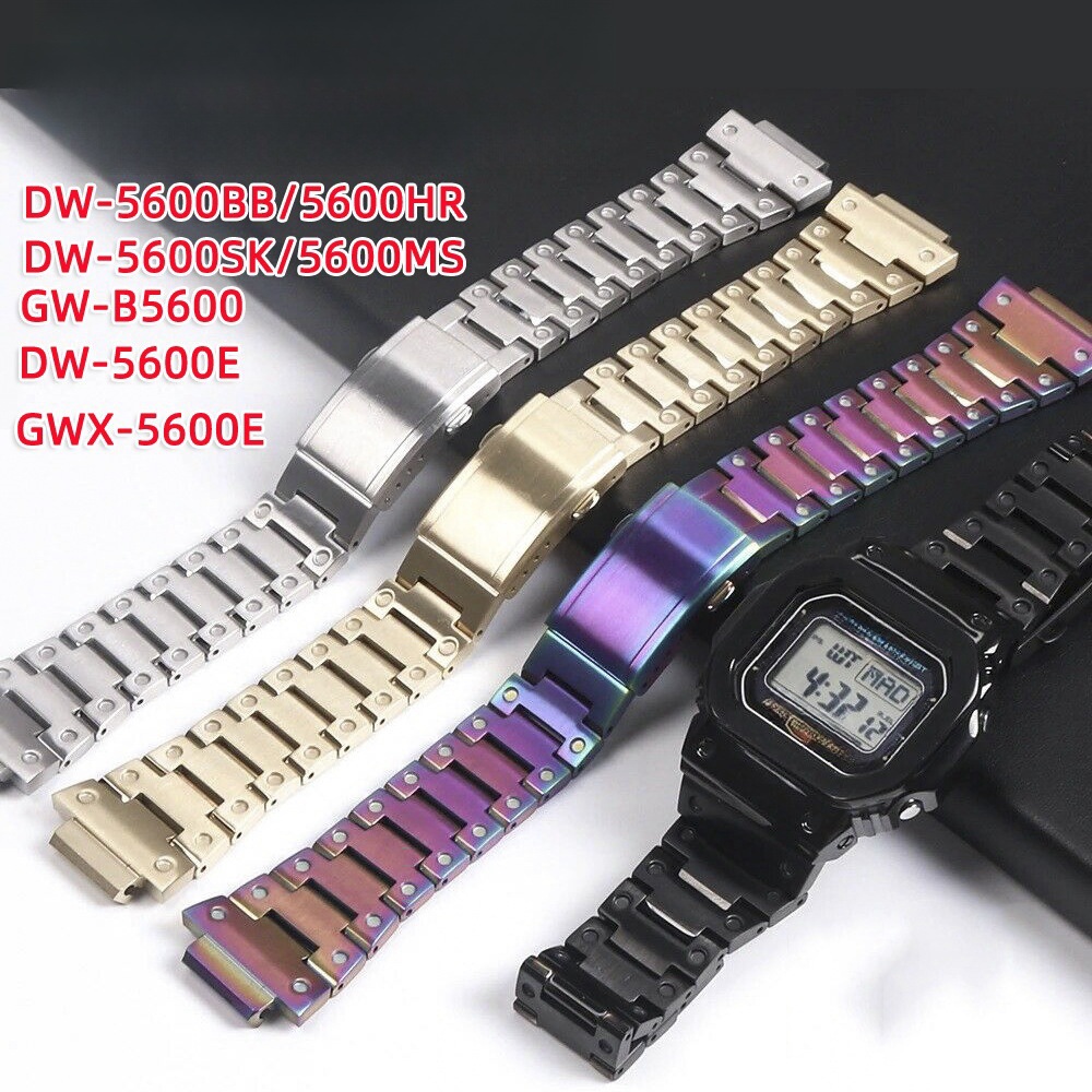 Small square modified metal case strap replacement steel DW5600 accessories watch strap