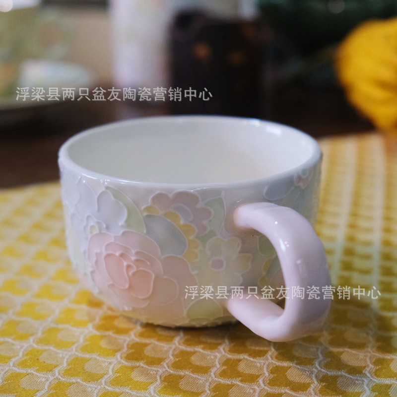 万華カップコーヒーカップ朝食カップミルクカップ景徳鎮釉下色手描きセラミックウォーターカップクリエイティブ漫画ウォーターカップ|undefined