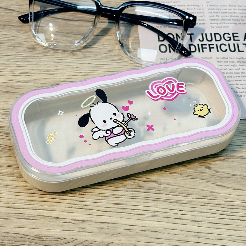 Estuche para gafas moderno con un toque de alta gama, diseño ondulado y bonito, estuche transparente portátil para gafas, estuche para gafas de miopía, estuche para gafas infantiles.