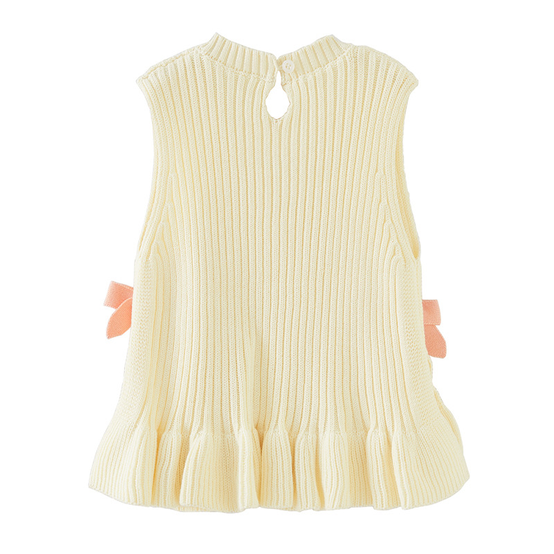 Ropa DE LOS NIÑOS primavera y otoño setas borde arco un puro algodón bebé suéter chaleco vestido niñas punto chaleco