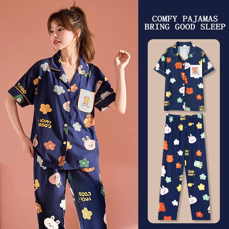D.M-178 Short and long dark blue flower bear cardigan