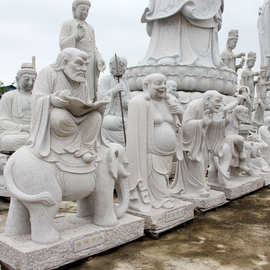 石雕十八罗汉单个图片 青石三清雕像法神十八罗汉尊者 寺庙摆件
