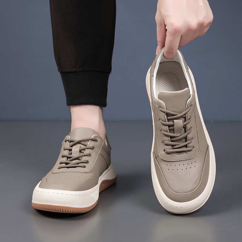 Cabeza de cuero de vaca de otoño nuevos zapatos casuales de hombre cuero transpirables zapatos de mango zapatos de cuero de hombre zapatos de suela gruesa zapatos de hombre