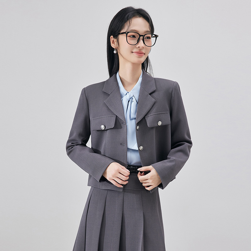 高端职业套装女秋冬新款洋气短款小西装外套职场面试穿搭一整套裙|undefined