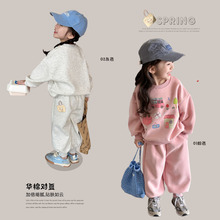 女童运动套装春款24新款韩版宝宝卫衣卫裤春天儿童两件套织里童装