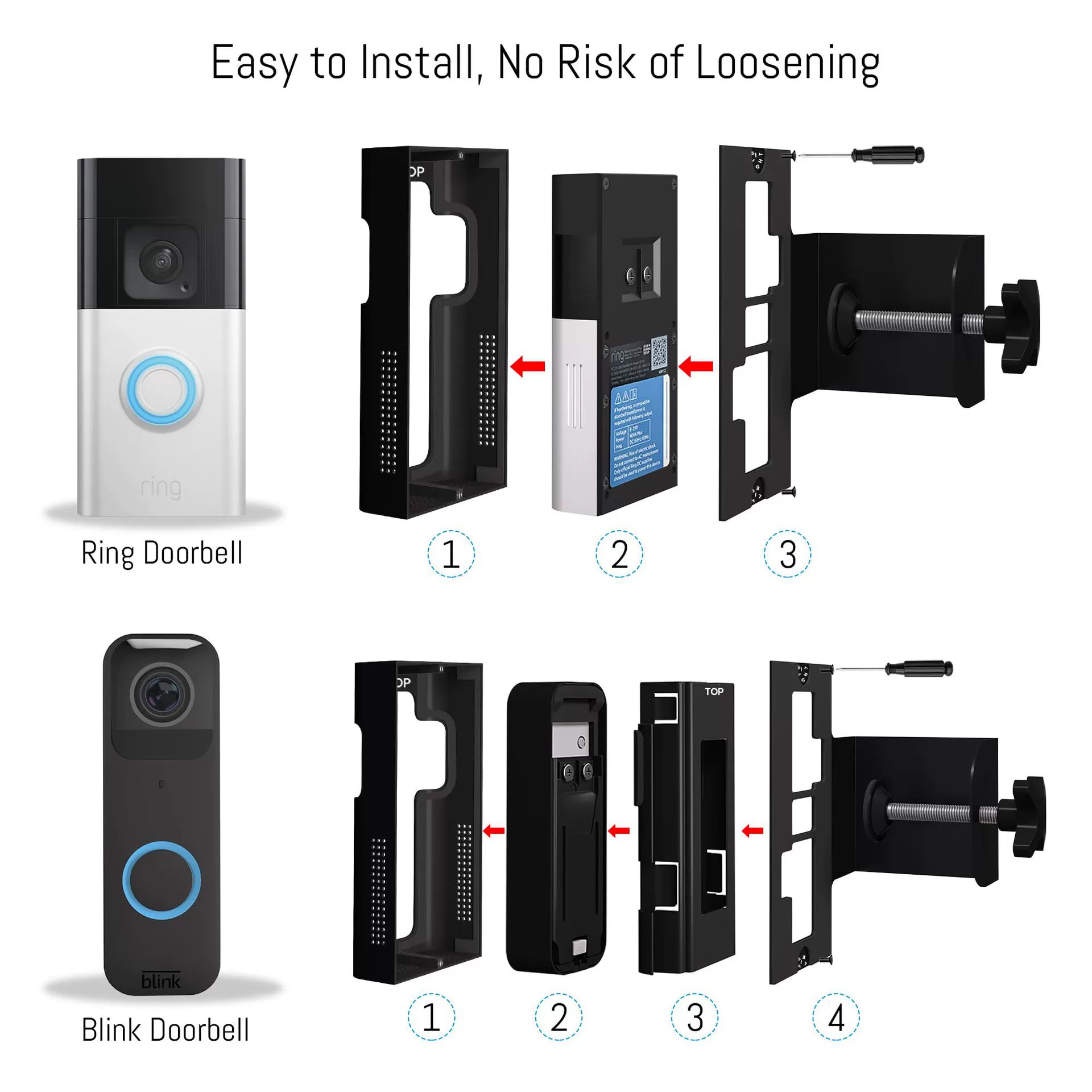 Anti -theft doorbell fixed device without drilling: apartment door use Ring camera bracket