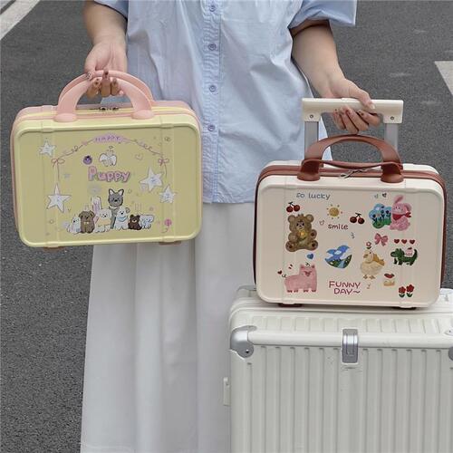  New Portable Luggage Cosmetic Bag Large Capacity Portable Cute Cartoon Cosmetic Storage Box