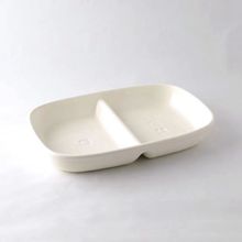 日單Studio陶瓷米白瓷 輕食減脂分隔餐盤長方水果甜品碟親子款