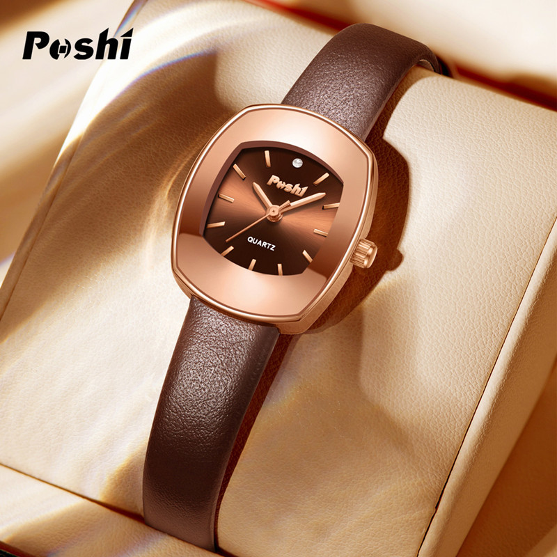 POSHI reloj retro pequeño cubo de vino reloj cinturón de mujer elegante pequeño reloj cuadrado movimiento de cuarzo reloj de mujer al por mayor
