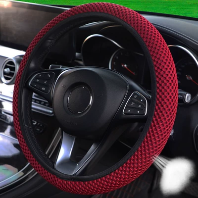 wheel cover new sports – Steering wheel cover - coarse-mesh-without-inner-ring-new-wine-red-dd-38cm