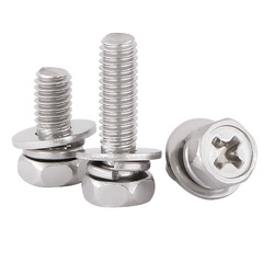 Combination screw rod with cross six three 304 stainless steel three-in-one machine screw with flat washer assembly bolt