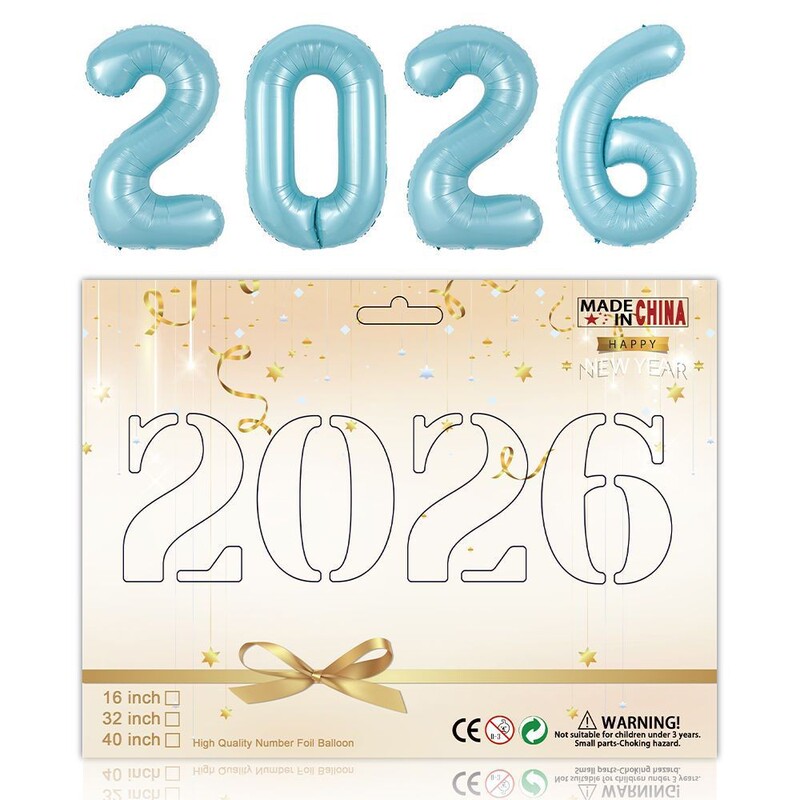跨境40寸2026跨年数字铝膜气球卡纸新年套装跨年聚会装饰背景铝|undefined