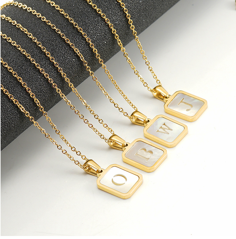 Fashion Letter Stainless Steel Pendant Necklace Gold Plated Shell Stainless Steel Necklaces display picture 1