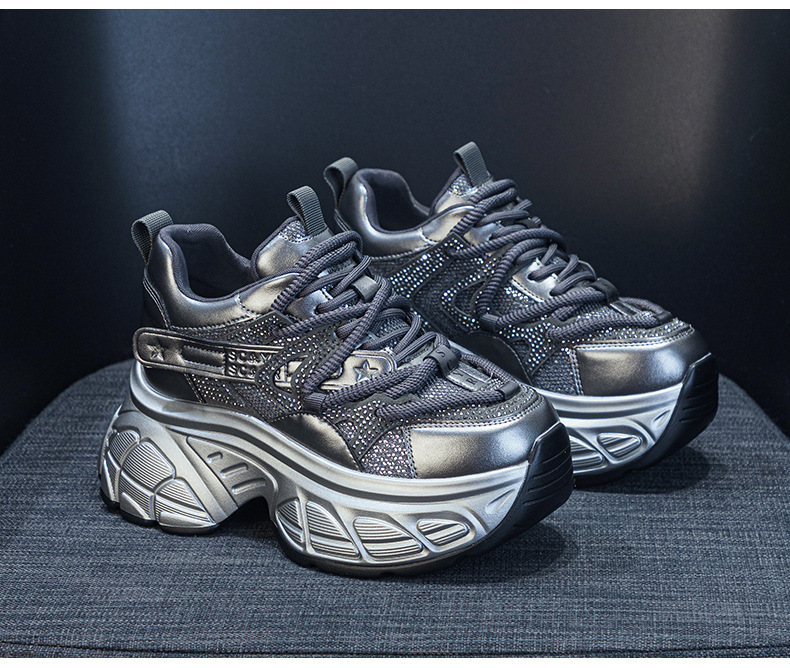 Giày sneaker nữ đế dày chunky tăng chiều cao 9 cm phong cách hot girl — Bạc M2696, M 2696m Màu sắc, M2696 đỏ chi tiết 14