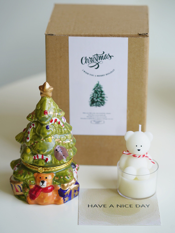 クリスマスツリーキャンドルセラミッククリスマスクマキャンドル香りキャンドルイン写真小道具誕生日クリスマスギフト|undefined
