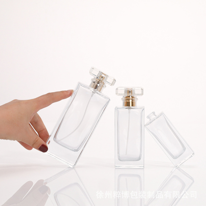 现货30ml50ml100ml卡口底扁高方玻璃瓶香水分装瓶喷雾瓶香水瓶