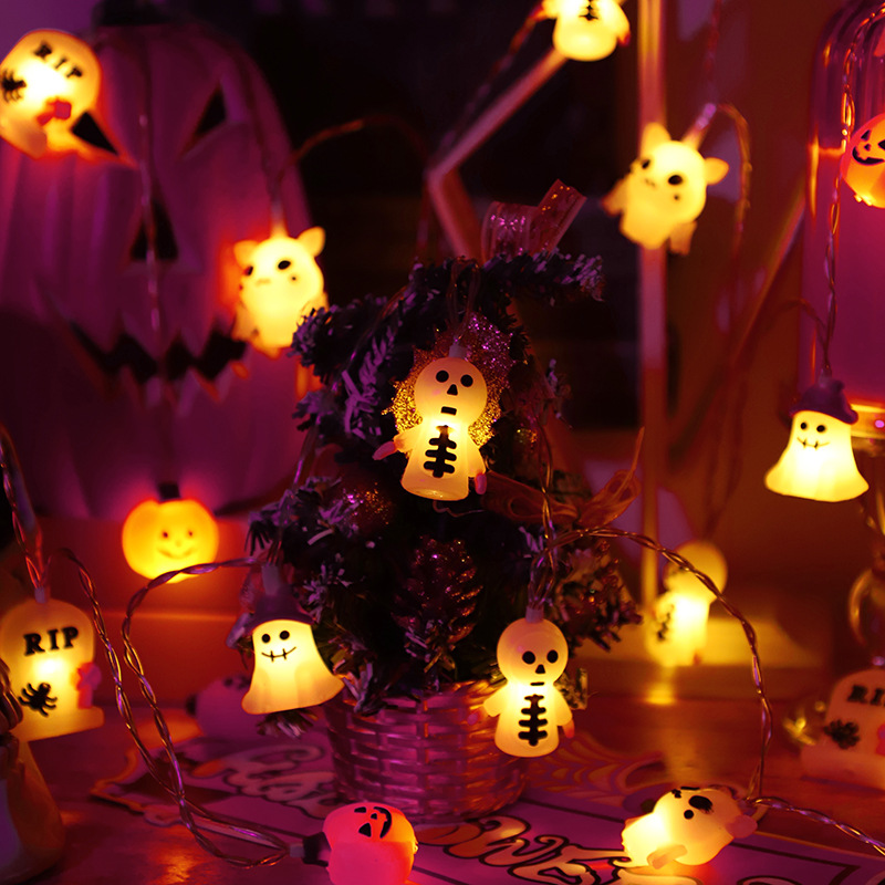Nuevas cadenas de luces de Halloween LED cadenas de luces decorativas de atmósfera de Halloween calabaza fantasma murciélago modelado luces decorativas