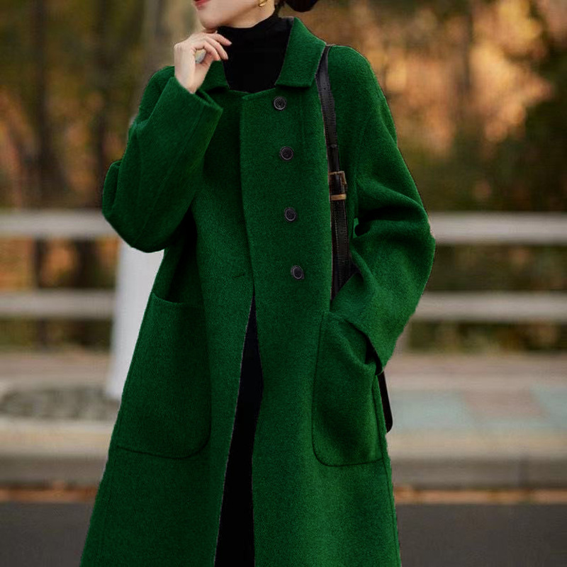 Plus Size Women's Wool Outwear Women's Mid-Length 2024 Autumn and Winter New Loose Classy Double-Sided Velvet Outwear Plus Size Women's Wool Outwear Women's Mid-Length 2024 Autumn and Winter New Loose Classy Double-Sided Velvet Outwear