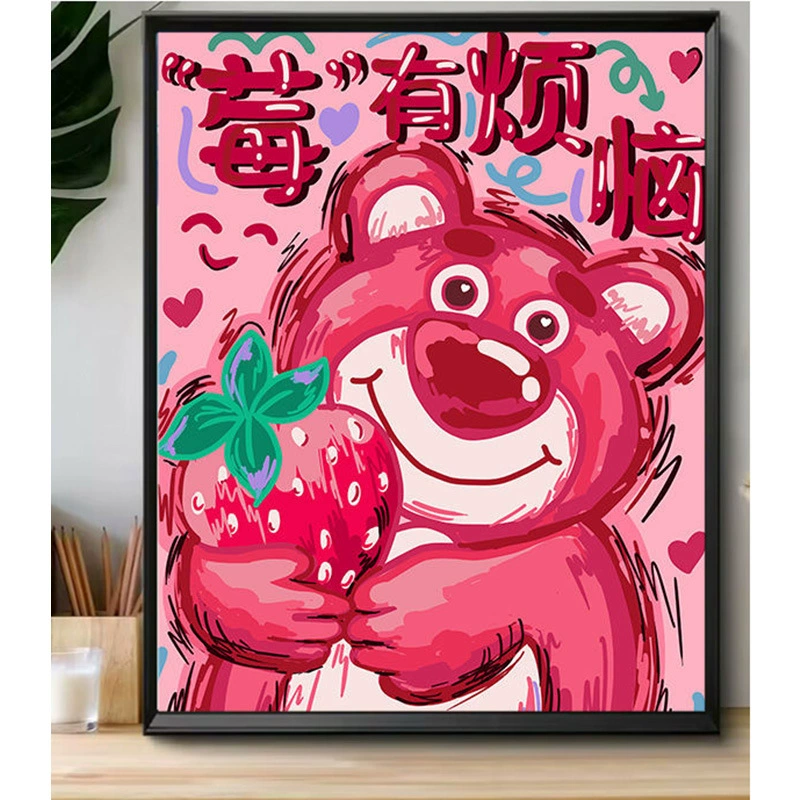 Набор для алмазной росписи, Raspberry Has Troubles Cartoon, самоклеющиеся круглые стразы, размеры 30×40 и 40×50 см