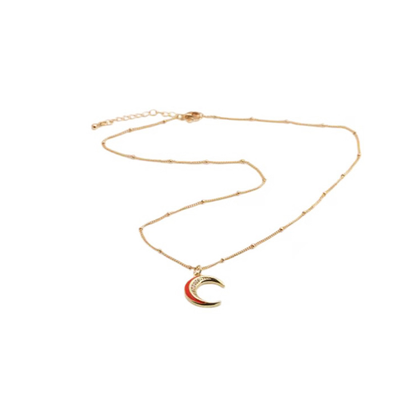 Star Pendant With Jewelry Copper Zircon Drip Oil Multicolor Moon Necklace display picture 2