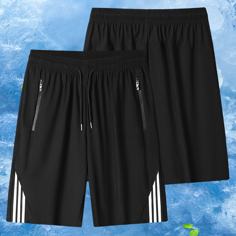 Pantalones cortos de secado rápido de seda de hielo para hombres de verano delgados ociosos transpirables, pantalones cortos deportivos de aire acondicionado secado rápido