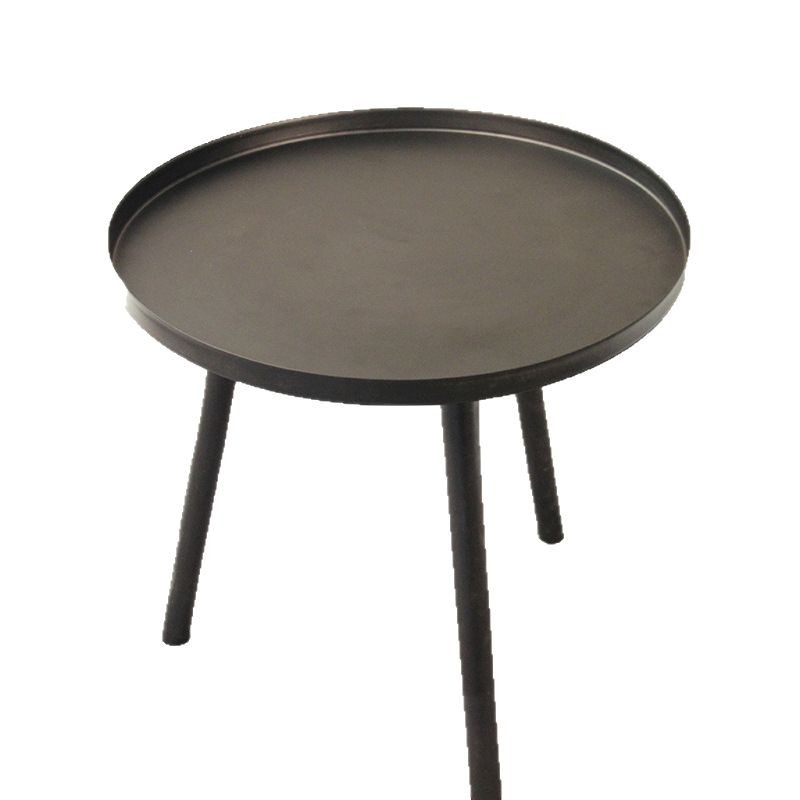 Mesa redonda nórdica moderna simple sofá cabezal de cama pequeña mesa de té esquinas de piernas de madera placa de hierro mini pequeña mesa lateral