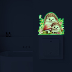 外貿卡通刺蝟蘑菇夜光貼紙兒童房臥室家居裝飾牆貼畫自粘批發跨境