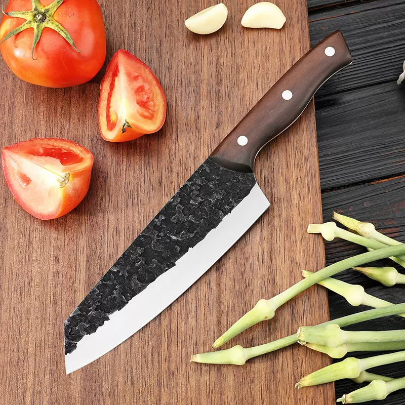 手工锻打家用小菜刀 高碳钢木柄9寸切片刀女士小切菜切肉刀超锋利