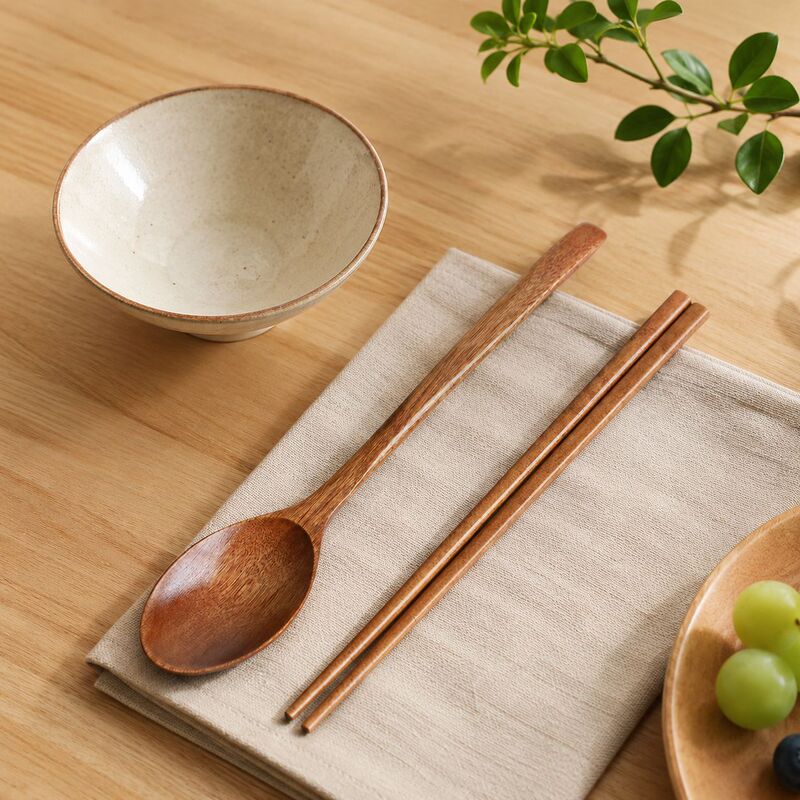 Japan and South Korea eat sowing wooden spoon public spoon public chopsticks wooden anti-hot old paint antibacterial mildew-proof easy to clean convenient chopsticks spoon set