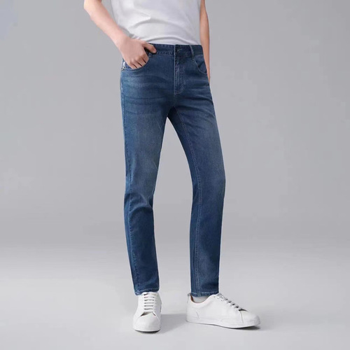 Summer and Autumn Men's Fashion Embroidered Straight Leg Jeans Loose Straight Five Pocket Simple and Comfortable Pants for Men
