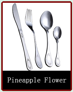 38# Pineapple Flower Series Hotel restaurant flatware cutlery set Knife Fork Spoon