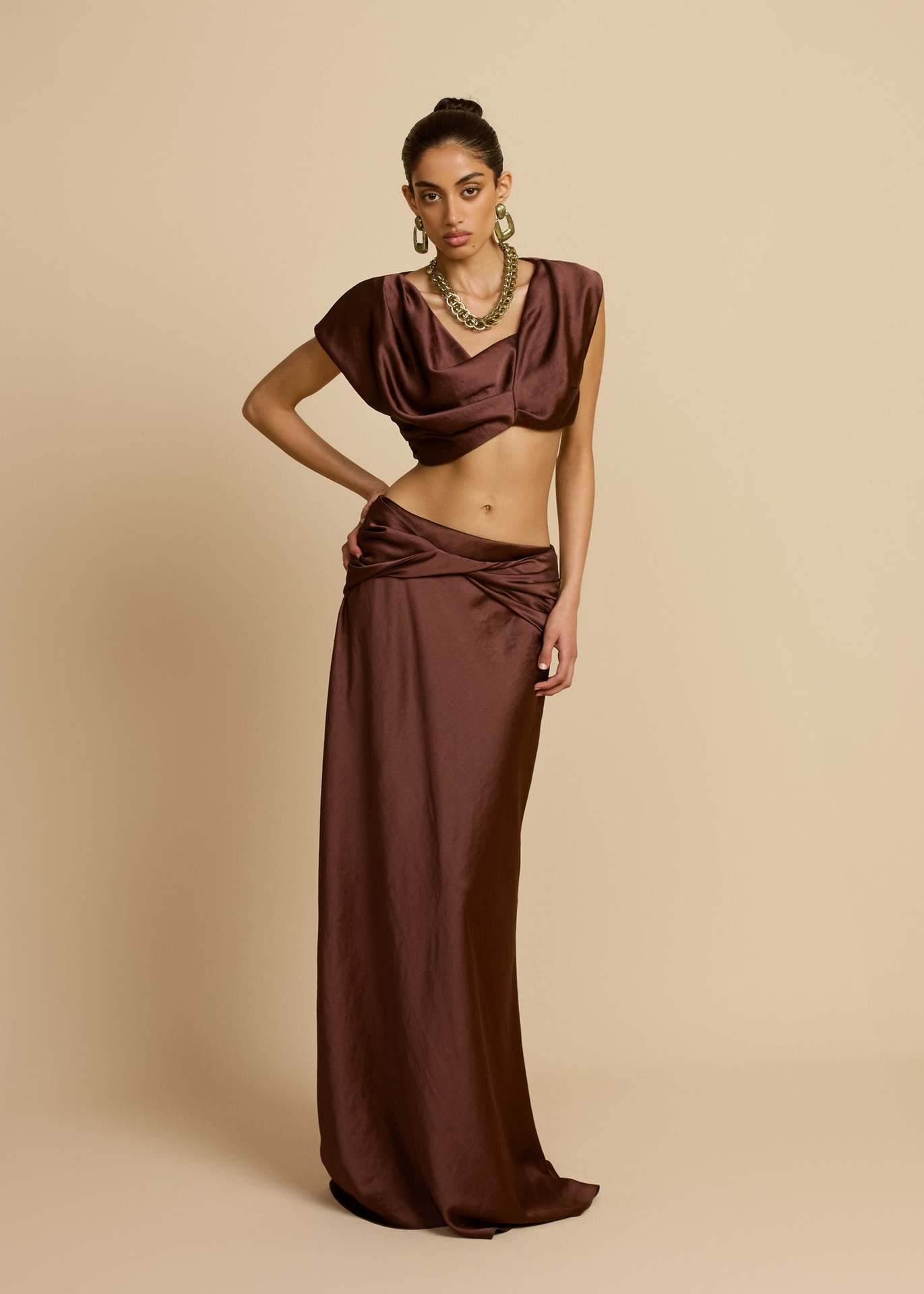 Sexy Geometric Panel Two-Piece Dress Set, Ruched Bustier Top With Asymmetrical Skirt For Women Fashion-Forward Two-Piece Set_ecoleips.com