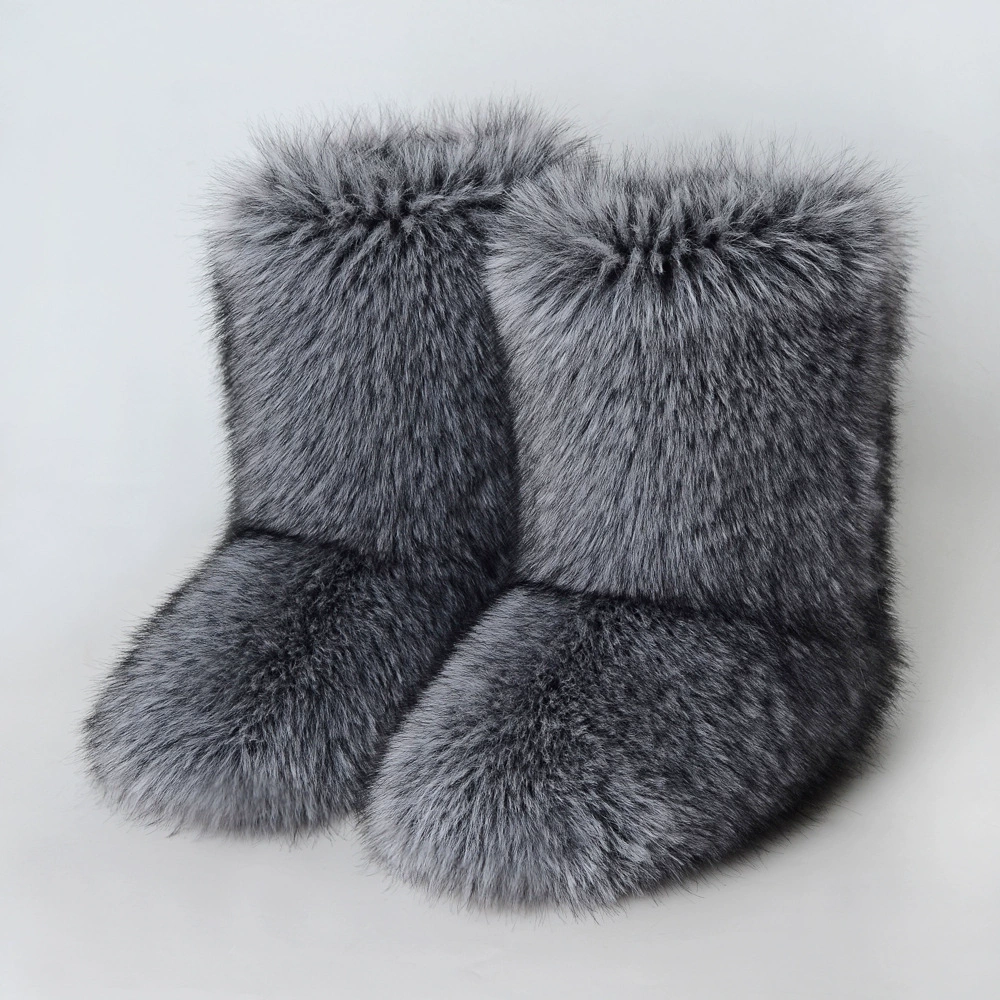 Mid‑calf warm boots, European style, high‑quality faux‑fur mid‑length, sizes 36–46