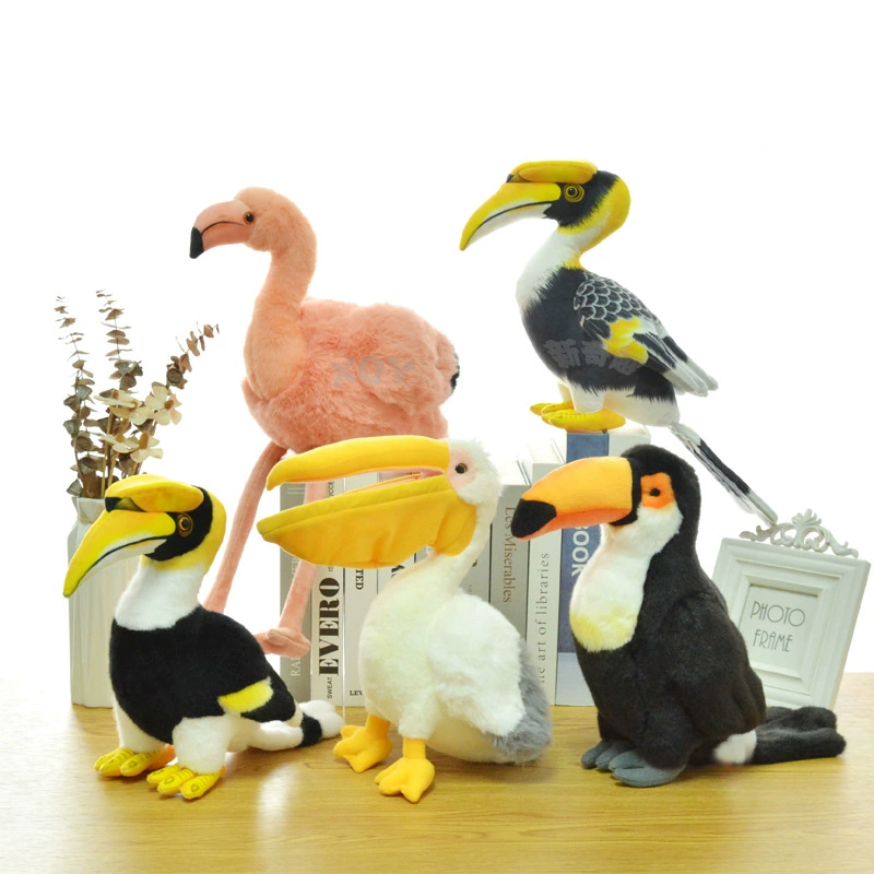 Кросс-бордерная имитация плюшевых игрушек: тукан, фламинго, носорог, птица, пелликан, кукла-птица, декоративные украшения оптом